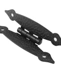 Heavy Duty 3.5 Inch Black Antique H Hinges 4 Pack Cast Iron Cabinet Hardware With Mounting Screws close-up showing textured design.