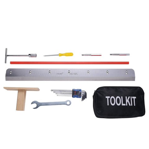 Electric Hydraulic Paper Cutter Built For Busy Print Shops And Mailrooms, Beefy Heavy Duty High Volume Cutter With A 26 Inch Cutting Width And 80 Mm Depth, 7 Inch Touchscreen Control Delivers Precise Fast Trimming Of Up To 800 Sheets In One Pass. toolkit with blade, wrench, hex keys, screwdriver, and bag