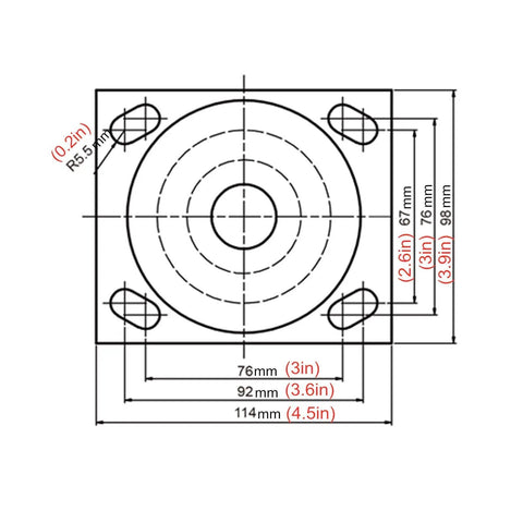 Heavy Duty Swivel Caster Wheels With Smooth Rolling Polyurethane Tires And Sturdy Galvanized Brackets dimensions diagram