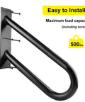 Sturdy 18 Inch Outdoor Stair Handrail For 1 To 2 Steps, Black U Shaped Wall Mount Grab Bar with screws, 500lbs capacity