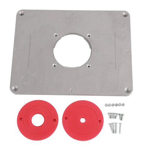 Beast Mode Router Table Insert Plate Built From Heavy Duty Aluminum Alloy Panel With Precision Center Hole Bushing and accessories.