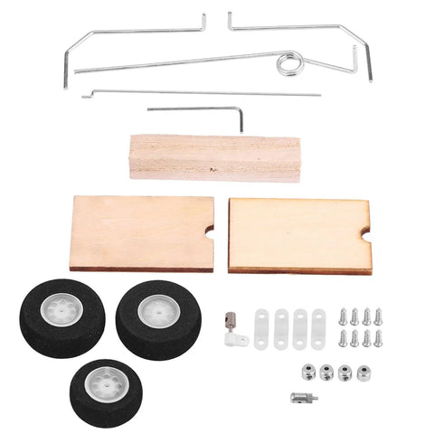 Lightweight Model Airplane Landing Gear Kit For Beginners And Hobbyists components layout with wheels and hardware