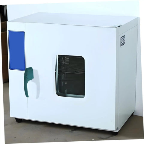 Heavy Duty Commercial Oven Handle For Industrial Cooking Equipment on white drying cabinet with ergonomic green grip.