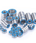 Heavy Duty RC Bearing Kit For Traxxas Trx6 1/10 Crawler assortment of 55 deep groove steel ball bearings with blue seals.