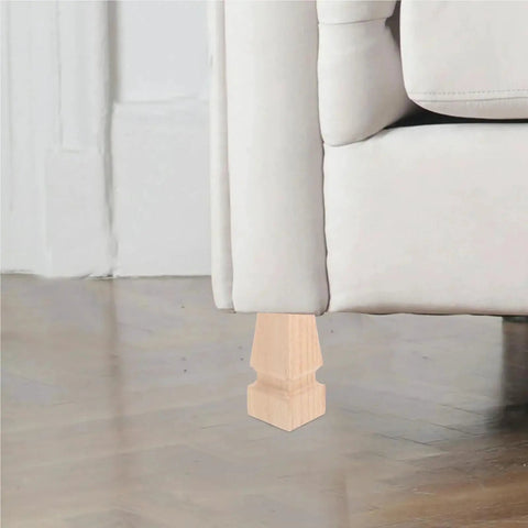 Solid Wood Furniture Legs 4 Piece Set Carved Square Replacement Feet for Tables Cabinets Sofas and Desks in use on couch