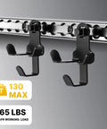 2 Pack 3 In 1 Heavy Duty L Track Hooks For Helmet And Gear Aluminum Alloy Quick Mount Hanger installed on L Track rail