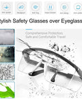 Anti Fog Safety Glasses With Clear Wraparound Lenses Scratch Resistant Eye Protection No Slip Grips Adjustable Temples