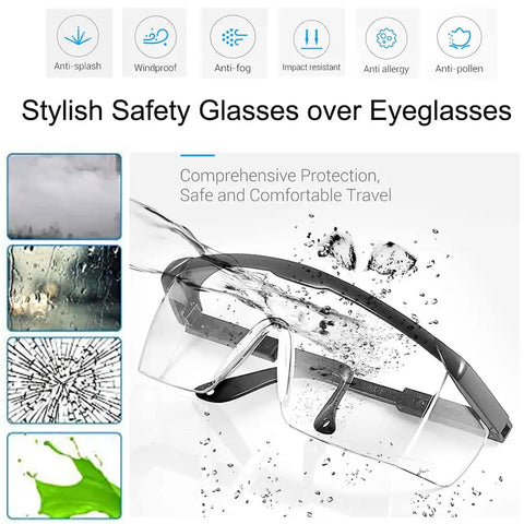 Anti Fog Safety Glasses With Clear Wraparound Lenses Scratch Resistant Eye Protection No Slip Grips Adjustable Temples