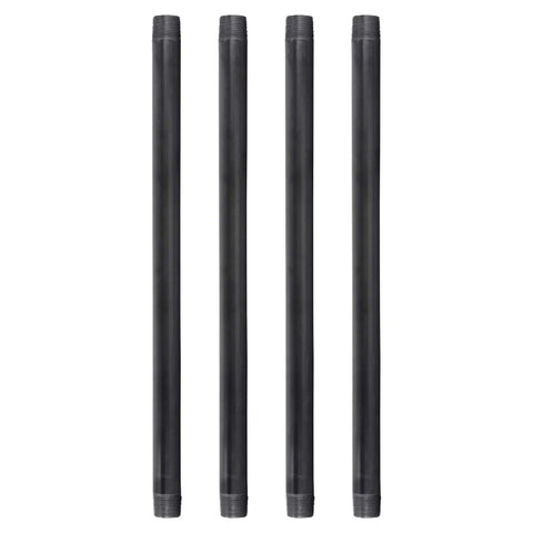 Black Steel Plumbing Pipe 3/4 Inch By 18 Inch Pre Cut 4 Pack For Industrial DIY Furniture Projects Fits Standard 3/4 Inch Threaded Black Malleable Iron Fittings Perfect For Vintage Look Decor And Shelving
