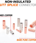 115 Piece Non Insulated Butt Splice Connector Kit For 8 To 26 AWG Wire Heavy Duty Pure Copper Seamless Barrel Connectors