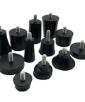 40 Piece Adjustable Rubber Feet Pads With Screws M6 M8 for Tables and Chairs, black, various shapes, anti vibration