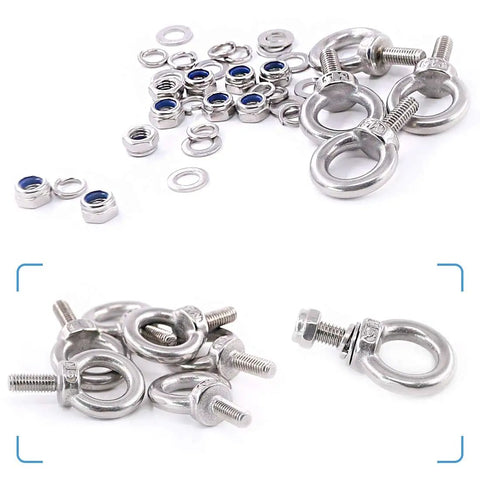 304 Stainless Steel M5 Eyebolts Set With Lock Nuts Lock Washers And Flat Washers 36 Pieces For Lifting And Machinery Use Built Tough For Real Rigging Gear