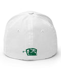 Back view of Mexico Inspired White Fun Golf Hat For Men And Women No Sabo Golf Style Cap showing golfer logo detail.