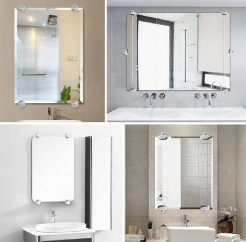 Beefy Adjustable Rimless Rectangle Glass Shelf Holder Heavy Duty Clamps Chrome Plated Metal Shelf Supports for Glass Shelves Durable Fixture Brackets for Modern Kitchens and Bathrooms