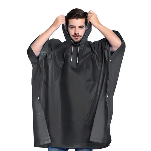 Waterproof Reusable Rain Ponchos For Adults Two Pack With Drawstring Hood EVA Material Eco Friendly Quick Dry Welded Seams Unisex