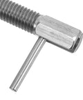 Built Tough Stainless Steel Retractable Indexing Plunger Pin With L Handle And Spring Loaded Latching Pin, close-up view showing the mechanical details.