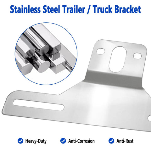 Heavy Duty Stainless Steel Trailer License Plate Bracket For Trucks RVs And Boats Chrome Tag Frame with screw holes