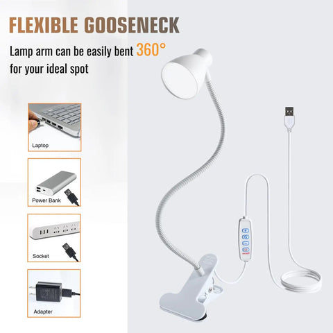 Clamp On Desk Lamp Clip On Reading Light With Adjustable Color Temperature From 3000K To 6500K 30 Illumination Modes shown