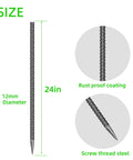Heavy Duty 24 Inch Galvanized Steel Ground Stakes Set Sixteen Rebar Anchors For Tents Fences And Trampolines Ideal Outdoor Ground Fixes