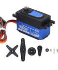 Badass Digital Servo For RC Rigs Packing Full Metal Gears And A Hefty 12 KG Stall Torque built like a tank with accessories.