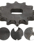Heavy Duty 12 Teeth Metal Motor Sprocket For Go Karts And Mini Bikes With 428 Chain Replacement Part, showing gear teeth and bore.