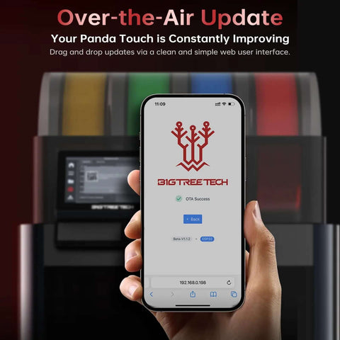 Panda Touch Upgrade Touch Screen Kit For Bambu Lab P1P P1S X1C X1E A1 Mini 3D Printers with smartphone interface displayed