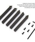 Heavy Duty 5 Pack Quarter Inch Indexable Carbide Insert Set With Hex Wrench And Screws For Metal Lathe, forged steel, carbide tips.