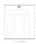Brushed Nickel Flush Mount Ceiling Light With Off White Fabric Hardback Shade, dimensions next to for scale illustration