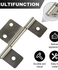 Triple Leaf Surface Mount Cabinet Hinges, Satin Nickel Finish With Quick Install Hardware Kit, Heavy Duty Non Mortised Bifold Door Hinges For RV And Mobile Homes, Smooth As Butter 360 Turn, shown from side angle.
