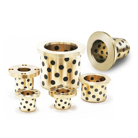 Rugged Flanged Bronze Graphite Bushings Self Lubricating Oilless Bearings That Run Smooth As Butter Through Harsh Environments Heavy Duty Shaft Sleeves With Zero Hassle Maintenance And Battle Ready Durability 2 Pack in various sizes.