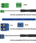Heavy Duty 152 Pcs PCB Screw Terminal Block Kit With 2.54Mm And 5.0Mm Pitch Multi Pin Connectors Plus Male Header Pins For Breadboard Circuit DIY Electronics Projects Badass Quality Guaranteed image showing screwdrivers and terminal blocks.