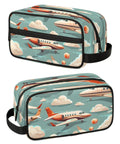 Cartoon Airplane Travel Toiletry Bag For Men With Hanging Kit, showing colorful plane design, waterproof and durable, 10.5 x 4.4 x 5.3 inch