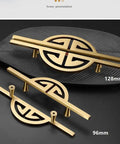 Top Notch Vintage Brass Cabinet Pulls Set Semi Circular Gold Dresser Handles, 128mm and 96mm sizes on display.