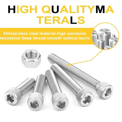 150 Piece M3 Hex Bolts And Nuts Set In 304 Stainless Steel With Handy Storage Box For Diy Repairs And Home Projects Versatile Fasteners For Maintenance Woodworking Automotive And Electronics. M3 stainless steel bolts and nut with hex socket heads