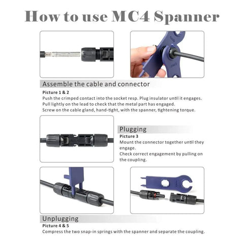 Guide using MC4 spanner from Solar Crimping Tool Kit For Solar Panel Installation All In One Solar Tool Set