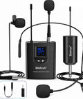 UHF Wireless Lavalier Microphone System With 165 Foot Range Rechargeable Transmitter And Receiver One Quarter Inch Output