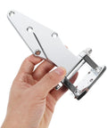 Heavy Duty Commercial Refrigerator Door Hinge In Zinc Alloy Silver For Industrial Ovens Chest Freezers And Freezer Doors Universal Hinge Parts Built Tough For Maximum Door Support, zinc alloy hinge held in hand