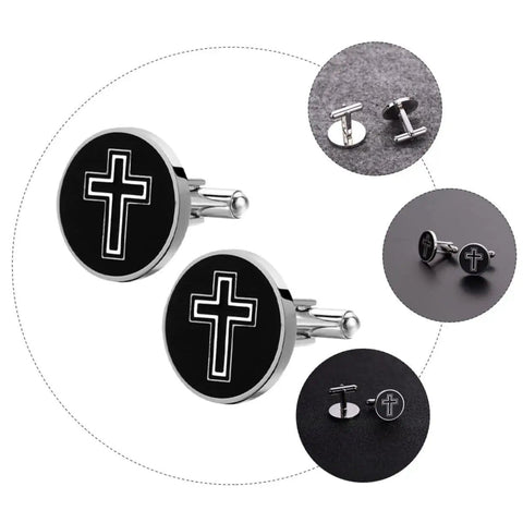 Cross Pattern Mens Cufflinks Set Fly Yet Classy Stylish Decorative Shirt Fasteners
