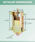 Detailed dimensions of Two Pack Sliding Mirror Closet Door Rollers Replacement, 2-1/2 Inch Wheel, Precise Fit For Wood Framed Sliding Mirror Doors, Quiet Smooth Operation, Durable Nylon Wheel Rollers For Easy Glide And Reduced Noise.