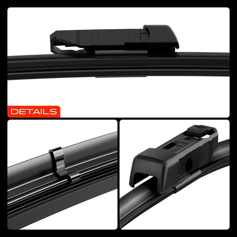 Top Tier 24 And 19 Inch Windshield Wiper Blades With Embedded Wear Indicator Plus Bonus Cleaning Towel Game Changing Grip for daily drivers showing connection details.