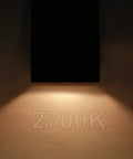 Low Voltage LED Wedge Deck Rail Light Kit 2W 2700K Warm Glow illuminating wall, black housing, soft warm lighting effect