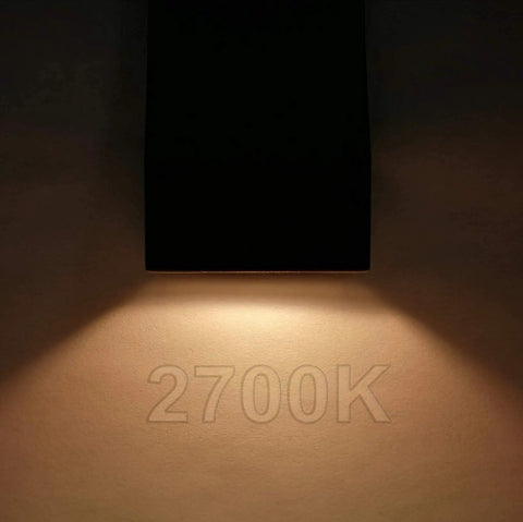 Low Voltage LED Wedge Deck Rail Light Kit 2W 2700K Warm Glow illuminating wall, black housing, soft warm lighting effect