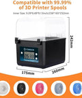 Upgraded Filament Dryer Box For 3D Printing Large Capacity Dehydrator For 2kg Spools display with dimensions and color options