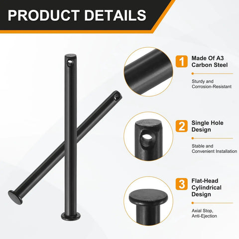 4 Pack M6 x 80mm Single Hole Clevis Pins With Black Finish For Quick Connects Heavy Duty Hardware For Mechanical Linkages Suspension Hinges Rigging Lifting Gear Farm Aviation And Construction Projects, black steel