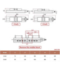 Technical diagram of Heavy Duty Machine Vise Featuring Rock Solid Flat Nose Jaws Six Inch Double Opening Bench Clamp with measurements.