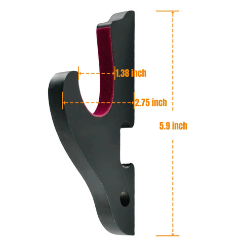 Side view of Dope Velvet Padded Sword Wall Mount Hanger For Katana Wakizashi Tanto Genji Daggers And Swords Adjustable 1.38 Inch