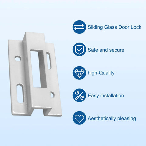 Universal Sliding Door Keeper And Hook Latch Replacement For Pella And Micron 1200 Series Extruded Aluminum Door Latch Kit With Four Mounting Screws White Finish Compatible With Viking And Similar Sliding Doors, front view