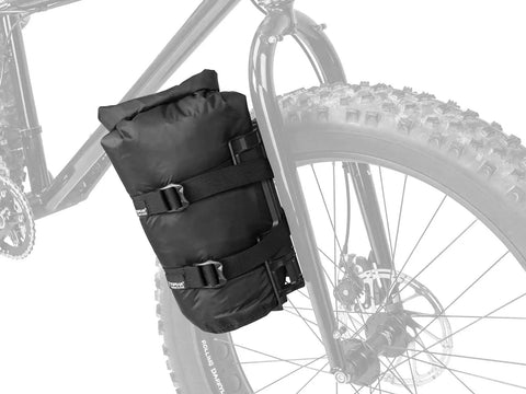 VersaCage Adventure Cage With Adjustable Mounting System And VersaMount Clamps And Straps For Dry Bags Sleeping Bags On Fork