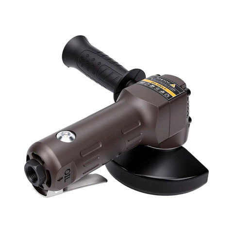 Heavy Duty Pneumatic Air Angle Grinder With 10000 RPM Motor And 110mm Disc, featuring ergonomic grip and composite housing.