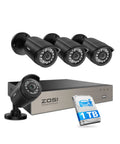 3K Lite Security Camera System With AI Human And Vehicle Detection, 8 Channel H265 Plus DVR, 4 weatherproof cameras, 1TB drive